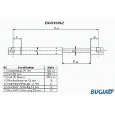 BGS10962 BUGIAD Газовая пружина, крышка багажник