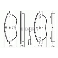 0 986 TB3 155 BOSCH Комплект тормозных колодок, дисковый тормоз