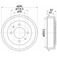 8DT 355 301-781 HELLA PAGID Тормозной барабан