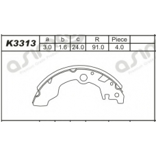 K3313 ASIMCO Комплект тормозных колодок