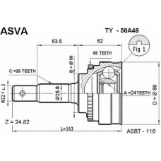 TY-56A48 ASVA Шарнирный комплект, приводной вал