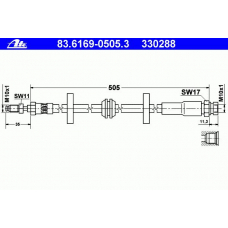 83.6169-0505.3 ATE Тормозной шланг