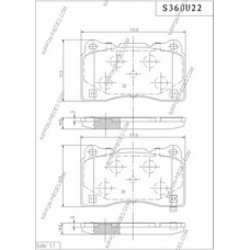 S360U22 NPS Комплект тормозных колодок, дисковый тормоз