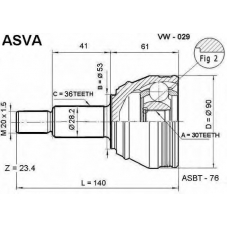 VW-029 ASVA Шарнирный комплект, приводной вал