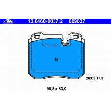 13.0460-9037.2 ATE Комплект тормозных колодок, дисковый тормоз