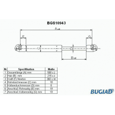 BGS10943 BUGIAD Газовая пружина, крышка багажник