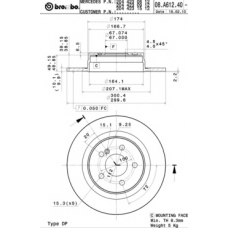 08.A612.40 BREMBO Тормозной диск