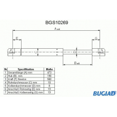 BGS10269 BUGIAD Газовая пружина, крышка багажник