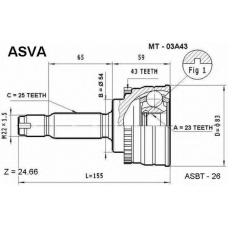 MT-03A43 ASVA Шарнирный комплект, приводной вал