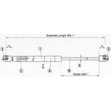 55 05 95-92 JOHNS Газовая пружина, крышка багажник