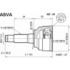 MZ-26 ASVA Шарнирный комплект, приводной вал