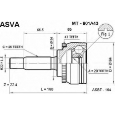MT-801A43 ASVA Шарнирный комплект, приводной вал
