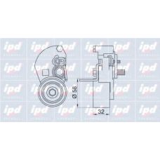 15-3378 IPD Натяжной ролик, ремень грм