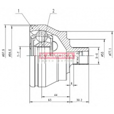 7144 KAMOKA Шарнирный комплект, приводной вал