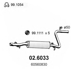 02.6033 ASSO Средний глушитель выхлопных газов