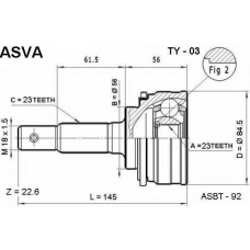 TY-03 ASVA Шарнирный комплект, приводной вал