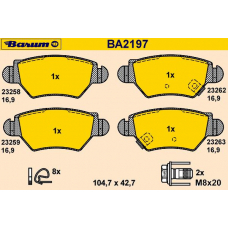 BA2197 BARUM Комплект тормозных колодок, дисковый тормоз