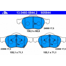 13.0460-5844.2 ATE Комплект тормозных колодок, дисковый тормоз