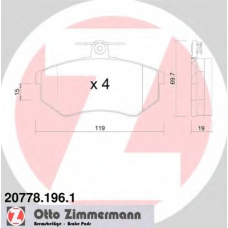 20778.196.1 ZIMMERMANN Комплект тормозных колодок, дисковый тормоз