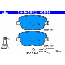 13.0460-2884.2 ATE Комплект тормозных колодок, дисковый тормоз
