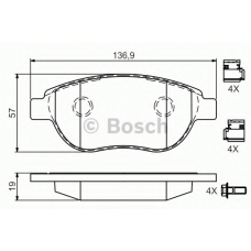 0 986 494 602 BOSCH Комплект тормозных колодок, дисковый тормоз