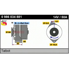 0 986 034 881 BOSCH Генератор