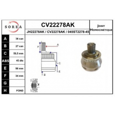 CV22278AK EAI Шарнирный комплект, приводной вал