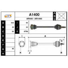 A1400 SNRA Приводной вал