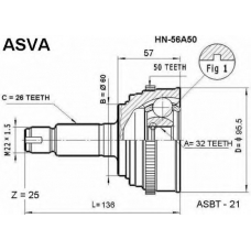 HN-56A50 ASVA Шарнирный комплект, приводной вал