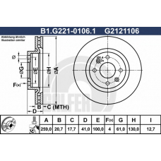 B1.G221-0106.1 GALFER Тормозной диск