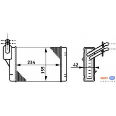 8FH 351 311-011 HELLA Теплообменник, отопление салона