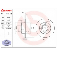 08.4874.14 BREMBO Тормозной диск