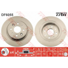 DF6055 TRW Тормозной диск