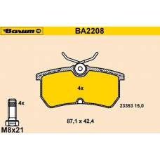 BA2208 BARUM Комплект тормозных колодок, дисковый тормоз