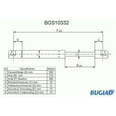 BGS10332 BUGIAD Газовая пружина, крышка багажник