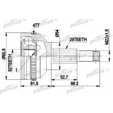 PCV1438 PATRON Шарнирный комплект, приводной вал