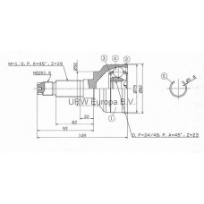 MS412C0 URW Шарнирный комплект, приводной вал