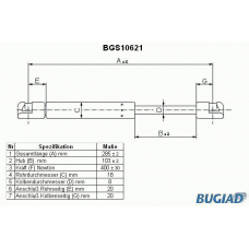 BGS10621 BUGIAD Газовая пружина, крышка багажник