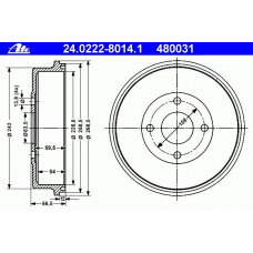 24.0222-8014.1 ATE Тормозной барабан