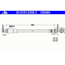 83.6151-0356.3 ATE Тормозной шланг