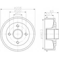 8DT 355 302-231 HELLA Тормозной барабан