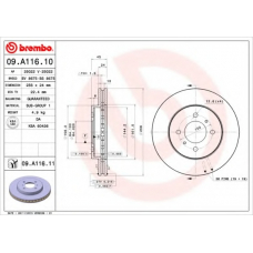 09.A116.10 BREMBO Тормозной диск