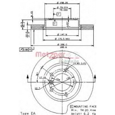 24819 E METZGER Тормозной диск