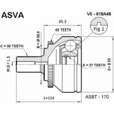 VO-618A48 ASVA Шарнирный комплект, приводной вал