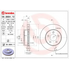 09.8864.11 BREMBO Тормозной диск