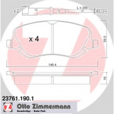 23761.190.1 ZIMMERMANN Комплект тормозных колодок, дисковый тормоз