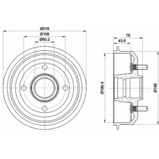 8DT 355 301-331 HELLA Тормозной барабан