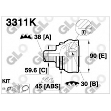 3311K GLO Шарнирный комплект, приводной вал