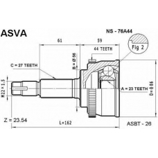 NS-76A44 ASVA Шарнирный комплект, приводной вал