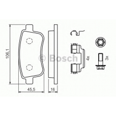 0 986 494 384 BOSCH Комплект тормозных колодок, дисковый тормоз